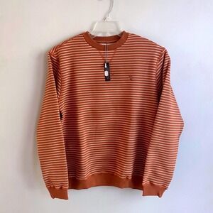 Southern Casanova Mens Striped Crewneck Sweatshirt Traditional Class Rust